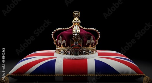 Golden crown on union jack pillow