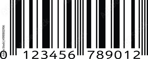 Standard retail barcode with numerical digits vector illustration, black and white product identification code isolated on white background, commercial inventory concept