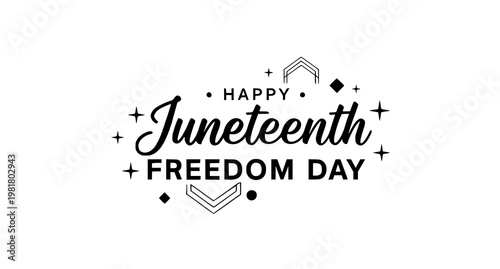 Juneteenth freedom day typographic design with geometric accents