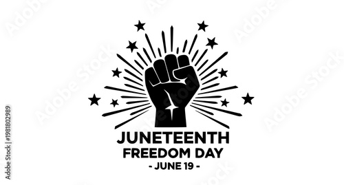 Juneteenth freedom day june 19 fist and starburst graphic with activism