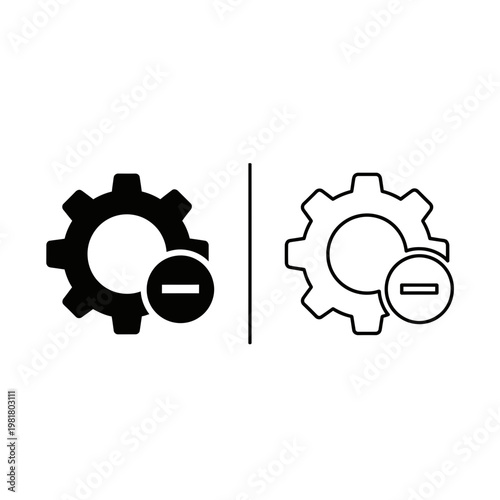 Settings removal and gear with minus sign icons for disabling technical tools or configuration