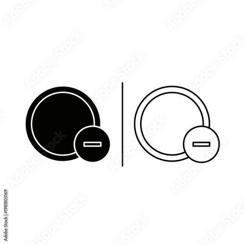Minus symbol and circle icons in solid and outline styles for delete and remove interface actions