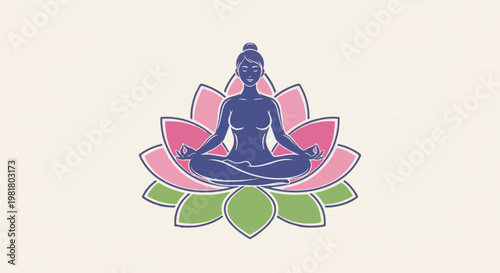 Serene meditation pose atop a vibrant lotus flower