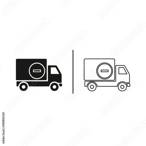 Delivery truck with restricted or negative sign icon set for logistics error concept, delivery