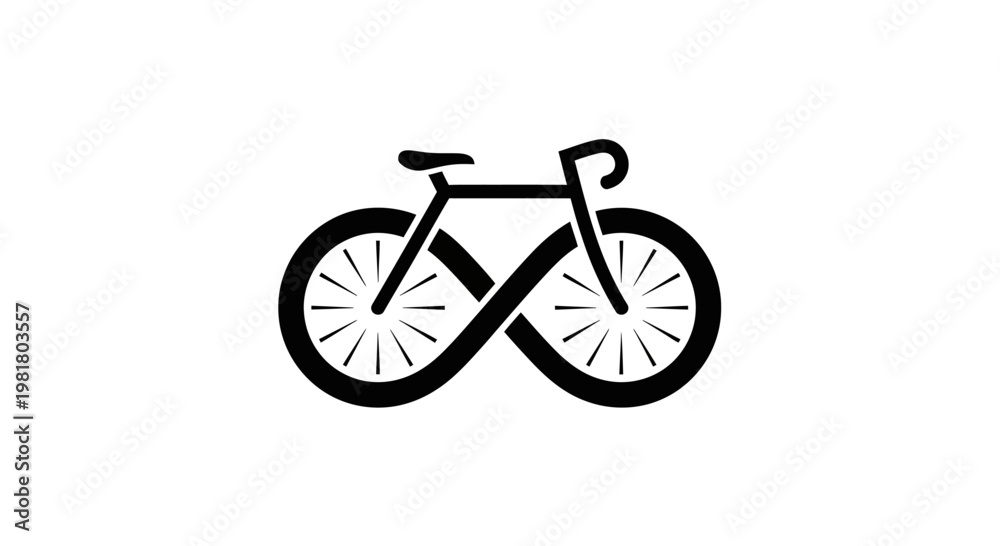 Fototapeta premium A black bicycle icon on white background.