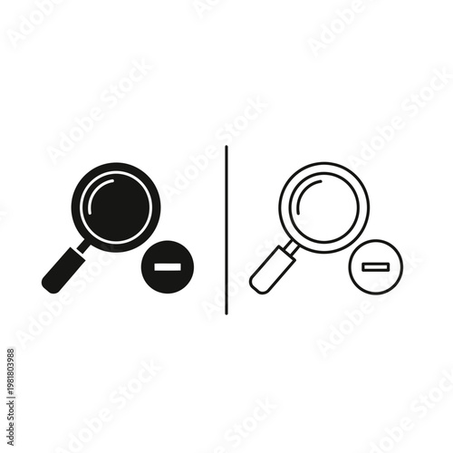 Zoom out icons with magnifying glass and minus sign magnifying decrease interface navigation