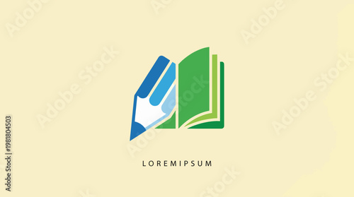 This minimalistic design, depicting a pencil and an open book, represents creativity and knowledge, ideal for educational content or creative projects related to learning.