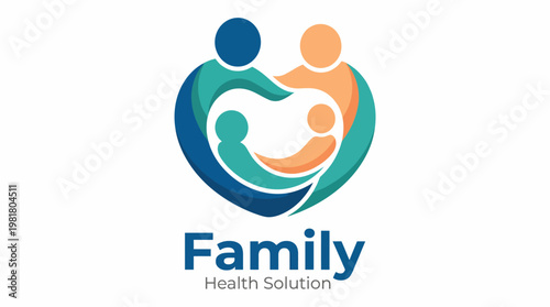 This logo showcases family figures intertwined in a heart shape, symbolizing health solutions that prioritize family, unity, and well-being in a collaborative context.