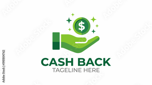 A striking logo illustrating cash back rewards, featuring a hand and coin symbol, embodying concepts of financial savings, trust, and rewarding experiences.