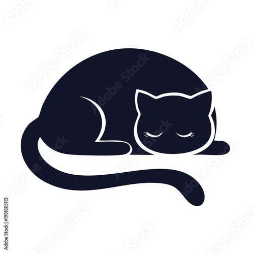 Sleeping cat profile lying down silhouette with silhouette set black silhouette vector silhouette isolated on white silhouette collection icon set vector icons minimal design clipart silhouett