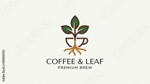 This logo creatively incorporates a coffee cup and a tree, symbolizing premium brews, organic practices, and passion for coffee in a sleek and modern design.