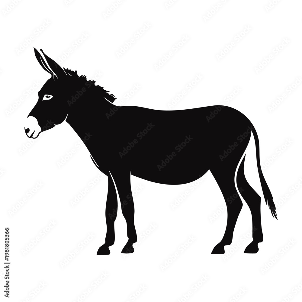 Obraz premium Donkey standing silhouette with silhouette set black silhouette vector silhouette isolated on white silhouette collection icon set vector icons minimal design clipart silhouette white