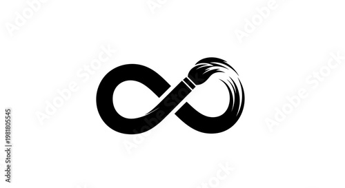 Black infinity symbol with brush stroke.