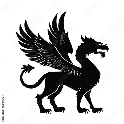 Griffin mythical creature silhouette with silhouette set black silhouette vector silhouette isolated on white silhouette collection icon set vector icons minimal design clipart silhouette