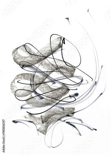 A minimalist zen-ink abstraction with dynamic monochrome brushstrokes creates a clean, modern backdrop for design, branding, and interior projects.