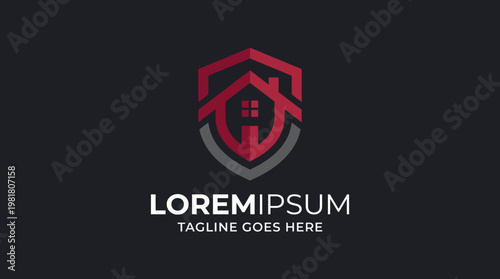 This logo design features a robust shield symbolizing security and protection for a housing brand, effectively communicating trust and reliability to potential customers.