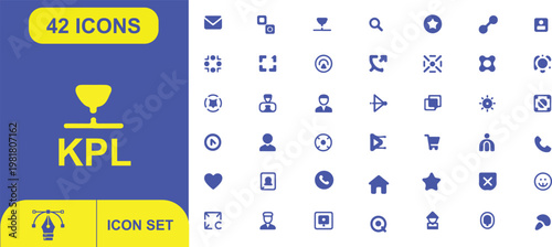 A set of vector business icons featuring a parking lot sign and arrow symbol on a blue background designed for a travel website or mobile phone app button