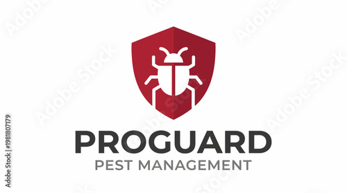 A sleek logo design for Proguard Pest Management, integrating a shield and pest graphic, embodying safety and effectiveness in pest control services.