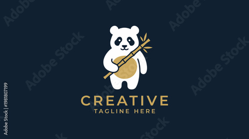 The adorable panda logo holding bamboo exudes charm and creativity, suitable for brands focusing on children's products or eco-friendly initiatives with a fun twist.