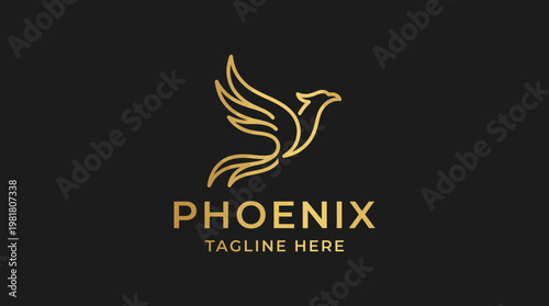 The elegant logo design of a phoenix symbolizes rebirth, creativity, and strength, perfect for branding that aims to inspire and elevate traditional ideas.