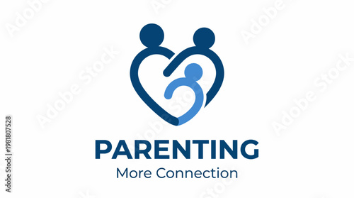 This touching image illustrates two adult figures and a child in a heart shape, symbolizing the nurturing bonds of family and the essence of parenting and connection.