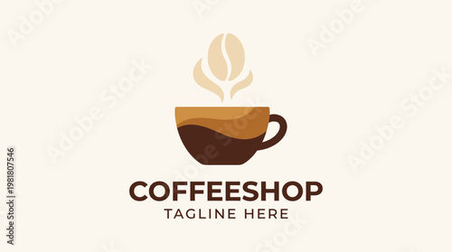 A stylized coffee cup with steam rising from it, this image embodies warmth and comfort, making it ideal for cafe branding or coffee-related products.