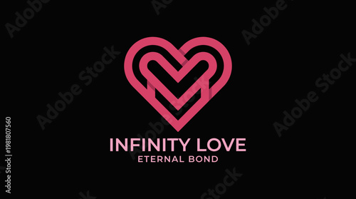 This image features a stylish infinity heart logo, symbolizing eternal love and connection, perfect for expressing unity and commitment in relationships and branding.