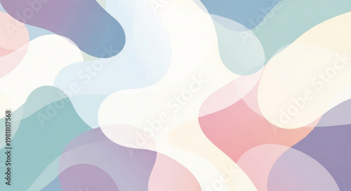 A colorful abstract vector graphic with pastel shapes and smooth curves