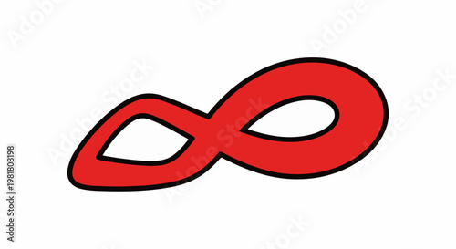 Red mask shape with black outline on white background