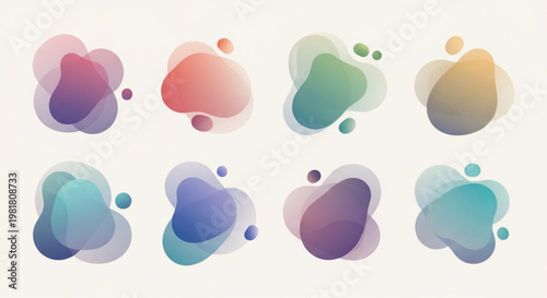 A colorful vector graphic illustration of abstract shapes and blobs in various pastel colors