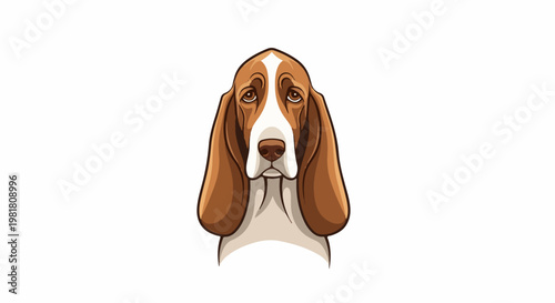 Portrait of a Basset Hound dog with droopy ears and soulful eyes