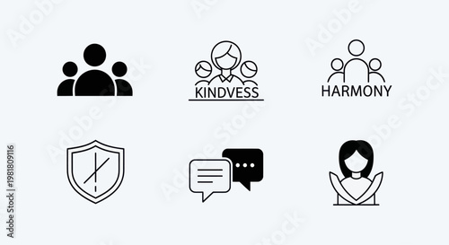 Set of Icons Representing Social Values and Concepts