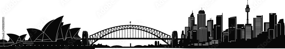 Obraz premium World landmarks collection with Sydney opera house Barcelona skyline Vatican City Mexico City monuments and maritime ships black vector illustration set