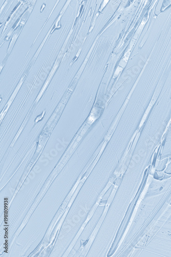 Top view cosmetics gel texture background, close up of clear Hydrating Serum soft blue colored. Glossy gel sample, minimal aesthetic beauty product texture. Skincare hydration, beauty treatments.