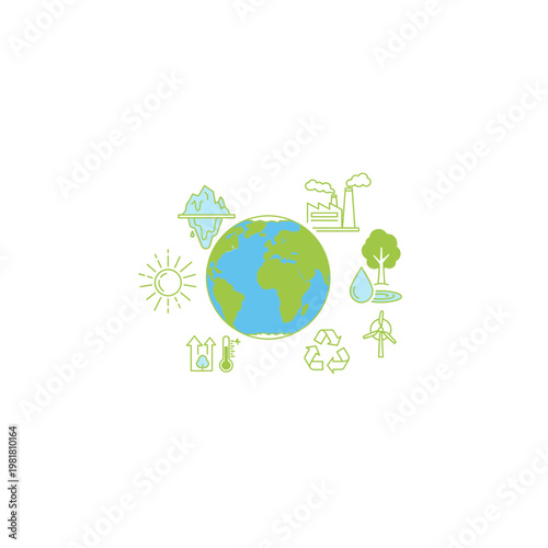 Global environmental sustainability concept icons with environment, sustainabili