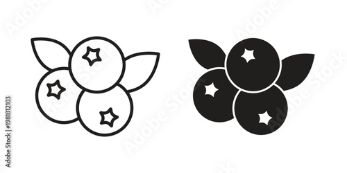 Blueberry icon and symbol. Vector icon editable set