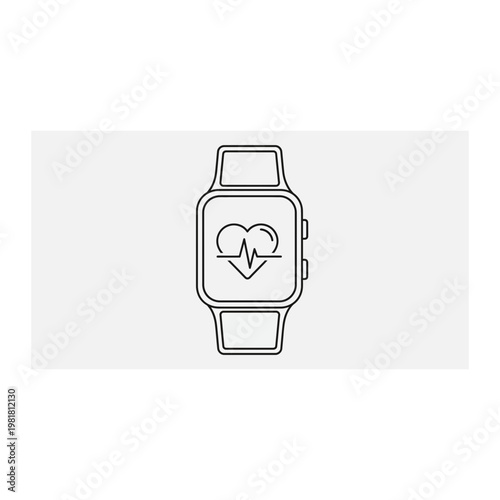 Smartwatch heart health monitoring icon linear graphic with smartwatch, wearable