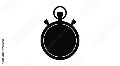 A stark black silhouette of a vintage stopwatch a timeless design silhouette