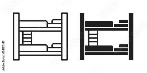 Bunk bed icon and symbol. Vector icon editable set