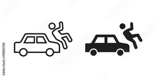 Car accident icon and symbol. Vector icon editable set