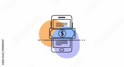 Smartphone with Digital Payment and Financial Transactions Illustration.