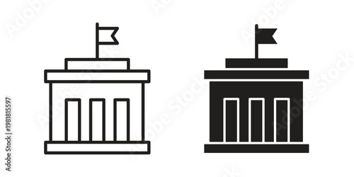 City hall building icon and symbol. Vector icon editable set