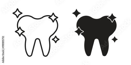 clean tooth icon and symbol. Vector icon editable set