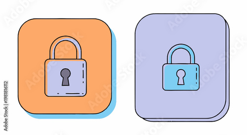 Two Colorful Padlock Icons Representing Security and Protection.