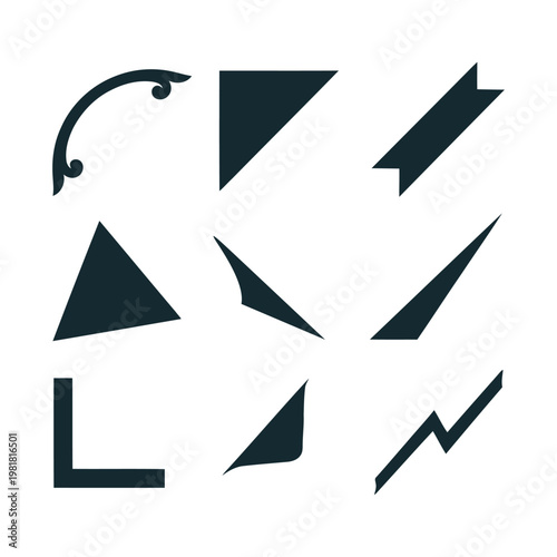 Abstract Geometric Shapes and Corner Elements Vector Set, Modern Design Collection