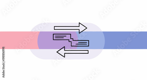 Abstract illustration of data transfer and information exchange with arrows.