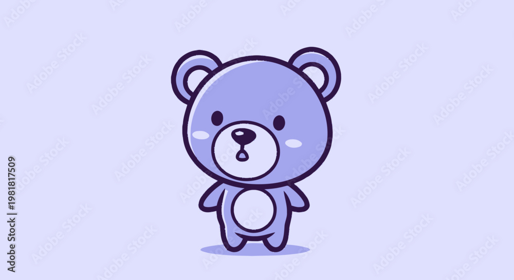 Obraz premium Adorable Cartoon Bear Illustration with Cute Features and Friendly Expression.