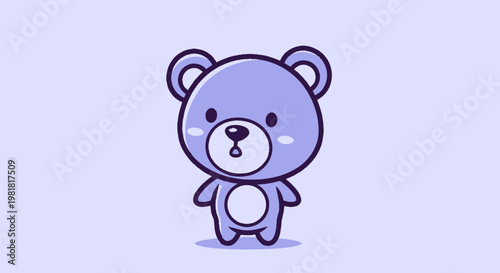 Adorable Cartoon Bear Illustration with Cute Features and Friendly Expression.
