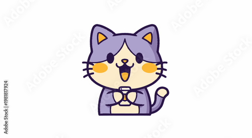 Adorable cartoon cat with a happy expression and cute design.