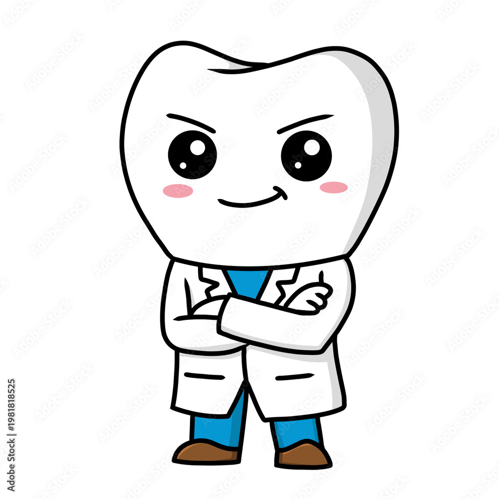 Fototapeta premium Cute Dental Character Tooth Mascot with Various Expressions